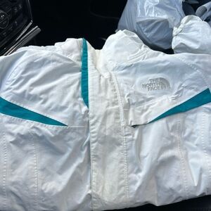 The North Face White and Teal Ski Jacket